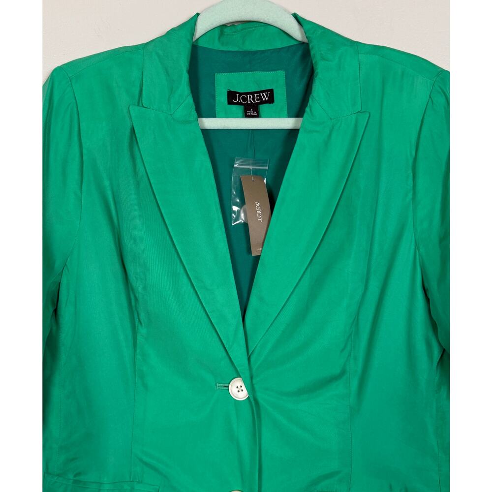 J.Crew Limited-edition Drapey Long Parke Blazer Summer Green Size 6 Cupro Blend - Picture 6 of 12
